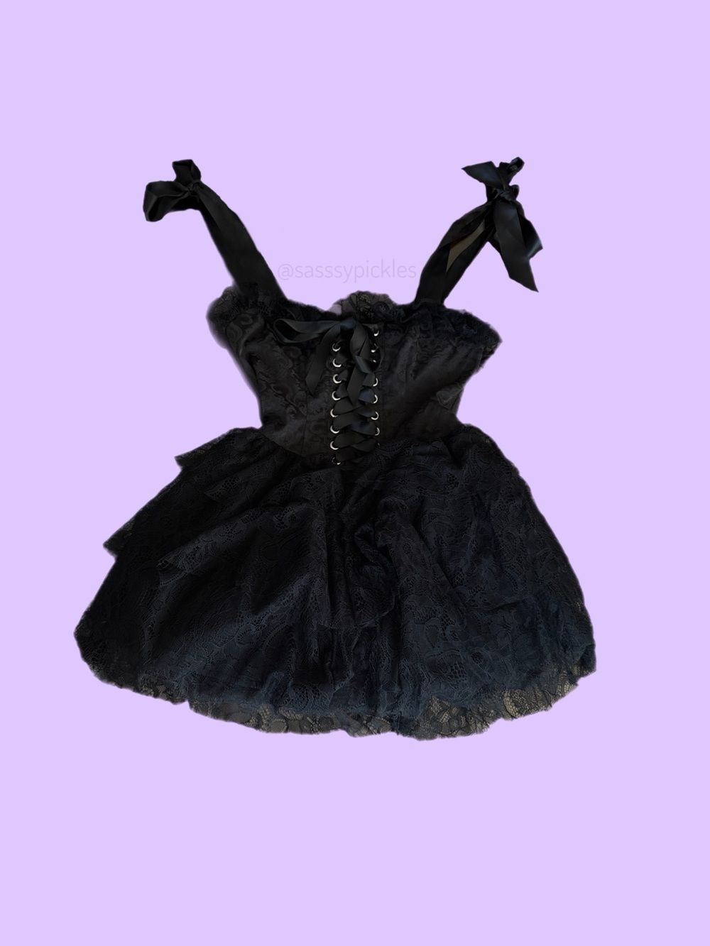 Dolls Kill Tricks n Treatz- They’ll Eat Cake Black Lace Corset Mini-dress